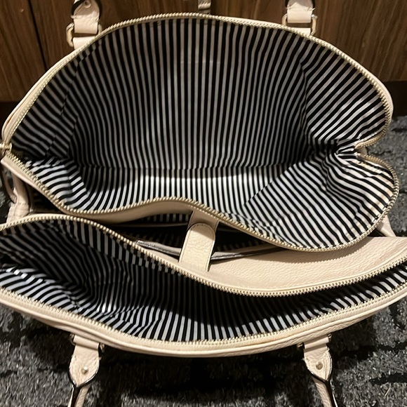 Kate Spade Ivory Pebble Leather Double Zip Work Tote - Picture 5 of 8